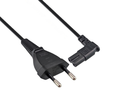 DINIC Netzkabel Eurostecker auf C7, 90 Grad seitwärts gewinkelt, 2m