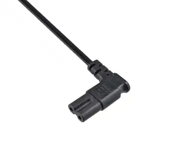 DINIC Netzkabel Eurostecker auf C7, 90 Grad seitwärts gewinkelt, 2m