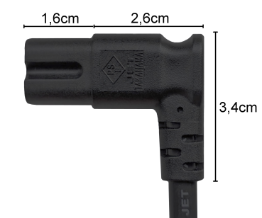DINIC Netzkabel Eurostecker auf C7, 90 Grad seitwärts gewinkelt, 2m