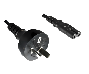 DINIC Netzkabel Argentinien Typ I auf C7, 0,75mm², ARG 2pin, schwarz, 1,8m