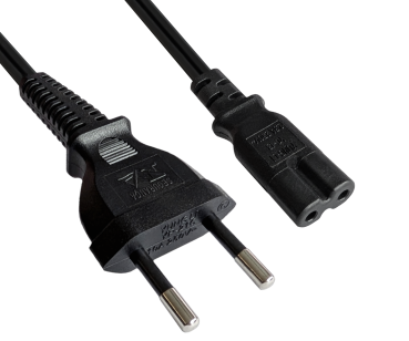 DINIC Netzkabel, Stromkabel für Brasilien Typ C auf C7 2pin, 0,75mm², schwarz, 1,8m