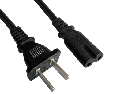 DINIC Netzkabel Stromkabel China Typ A auf C7, 1,8m CHN 2pin, CCC, schwarz, 1,80m