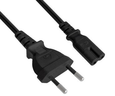 DINIC Netzkabel Israel Typ C auf C7, 0,75mm², 1,8m ISR 2pin/IEC 60320-C7, SII, schwarz