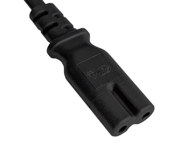 DINIC Netzkabel Israel Typ C auf C7, 0,75mm², 1,8m ISR 2pin/IEC 60320-C7, SII, schwarz