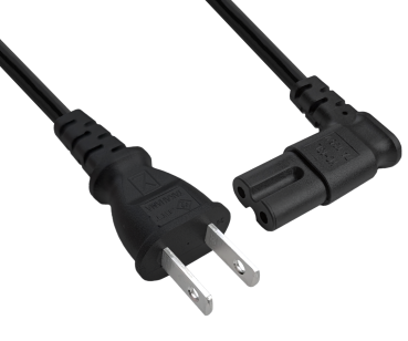 DINIC Netzkabel Japan Typ A auf C7 90°, 0,75mm², VCTFK, JET PSE, schwarz, 1.80m