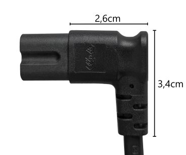 DINIC Netzkabel KOREA 2pin auf C7 90°, 0,75mm², 1,8m KOR 2pin/IEC 60320-C7 gewinkelt, KTL, schwarz