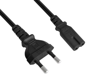 DINIC Netzkabel KOREA 2pin auf C7, 0,75mm², KTL, schwarz, 1.80m