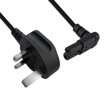 DINIC Netzkabel England UK Typ G 3A auf C7 90° UO, 0,75mm², ASTA, 1.80