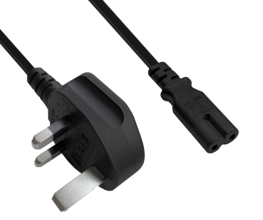 DINIC Netzkabel England UK Typ G 3A auf C7, 0,75mm², ASTA, 1.80m