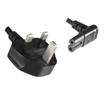 DINIC Netzkabel England UK Typ G 3A auf C7  90° UO, 0,75mm², ASTA, 1.80