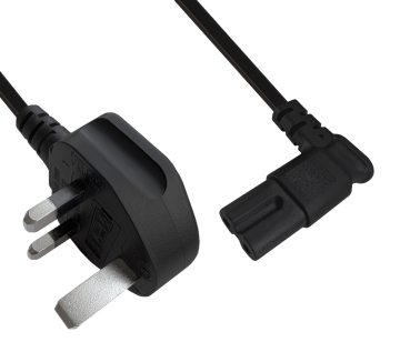 DINIC Netzkabel England UK Typ G 3A auf C7 90° LR, 0,75mm², ASTA, 1.80m