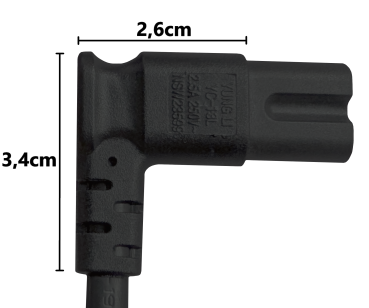 DINIC Netzkabel England UK Typ G 3A auf C7 90° LR, 0,75mm², ASTA, 1.80m