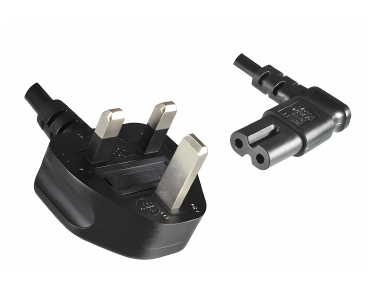 DINIC Netzkabel England UK Typ G 3A auf C7  90° LR, 0,75mm², ASTA, 1.80m