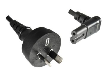 DINIC Netzkabel Australien Typ I auf C7 gewinkelt, 0,75mm², schwarz, 2m