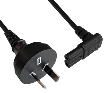 DINIC Netzkabel Australien Typ I auf C7 gewinkelt, 0,75mm², schwarz, 2m