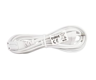 DINIC Netzkabel mit Eurostecker auf C7 90° unten, oben gewinkelt, weiß, VDE, 2m
