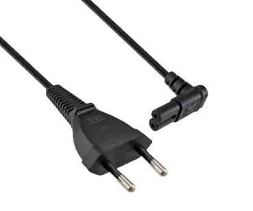 DINIC Netzkabel mit Eurostecker auf C7 90° Grad unten, oben gewinkelt, 2m