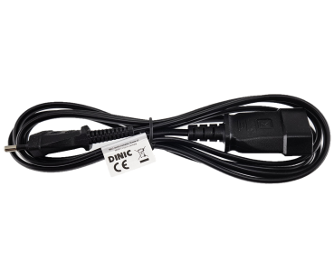 DINIC Netzkabel, Euro-Verlängerung, Eurostecker auf Eurobuchse, schwarz, 2m