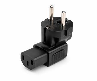 DINIC Netzadapter Schutzkontaktstecker auf C13 gewinkelter Kaltgerätestecker