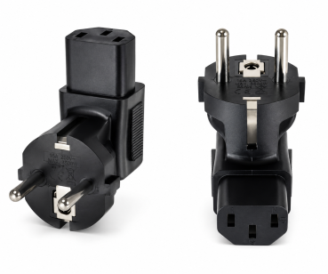 DINIC Netzadapter Schutzkontaktstecker auf C13 gewinkelter Kaltgerätestecker