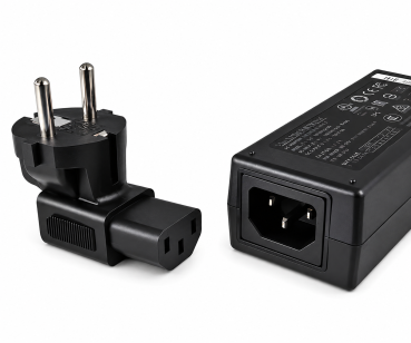 DINIC Netzadapter Schutzkontaktstecker auf C13 gewinkelter Kaltgerätestecker