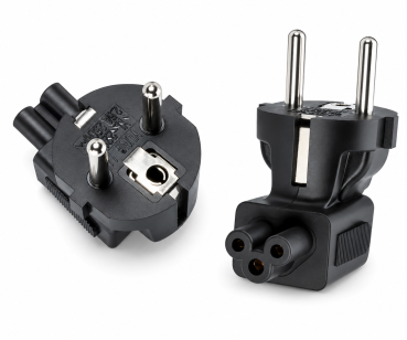 DINIC Netzadapter Schutzkontaktstecker CEE 7/7 auf C5 Stecker gewinkelt (Mickey Maus)