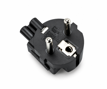 DINIC Netzadapter Schutzkontaktstecker CEE 7/7 auf C5 Stecker gewinkelt (Mickey Maus)