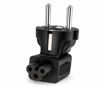 DINIC Netzadapter Schutzkontaktstecker CEE 7/7 auf C5 Stecker gewinkelt (Mickey Maus)