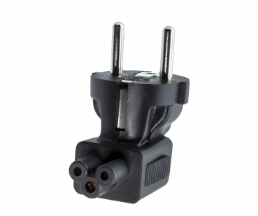 DINIC Netzadapter Schutzkontaktstecker CEE 7/7 auf C5 Stecker gewinkelt (Mickey Maus)