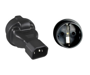 DINIC Netzadapter Schutzkontakt-Buchse auf C14 Kaltgeräte-Stecker