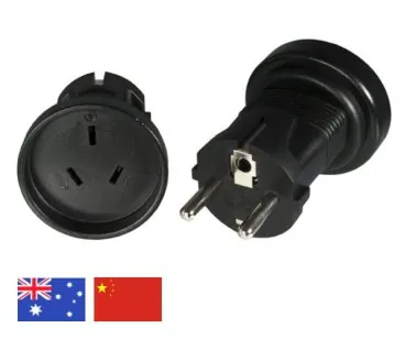 DINIC Stromadapter Australien u. China Buchse auf Schuko CEE 7/7 Stecker z.B. Deutschland