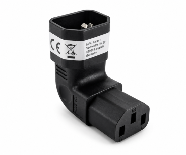 DINIC Netzadapter C13 auf C14 gewinkelt, YL-3212L-3 IEC 60320-C13/14 horizontal gewinkelt, oben/unten