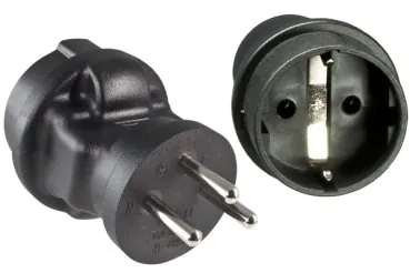 DINIC Stromadapter Israel auf Schuko CEE 7/3 Buchse, 3pin Stecker