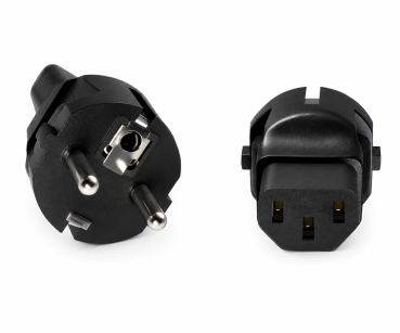 DINIC Netzadapter Schutzkontaktstecker auf C13 Kaltgeräte-Stecker, Schuko-Adapter