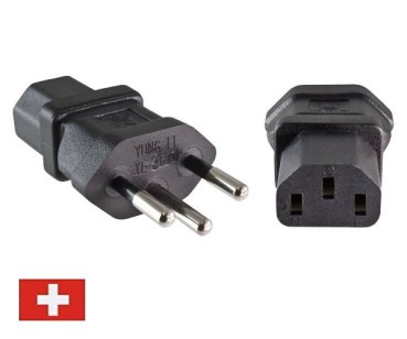 DINIC Netzadapter, Stromadapter Schweiz auf Kaltgeräte Buchse