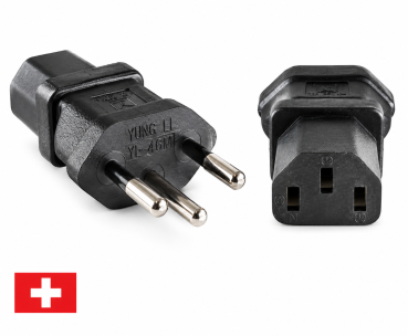 DINIC Netzadapter, Stromadapter Schweiz auf Kaltgeräte Buchse