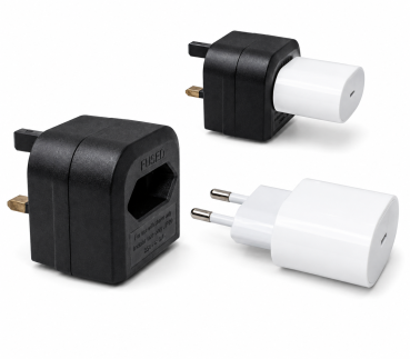 DINIC Stromadapter EU Kabel/Netzteil auf UK Typ G Stecker, 3A, 2pin Euro Buchse/GBR, schwarz