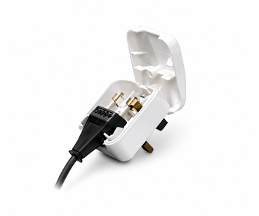 DINIC Netzadater C7, Stromadapter EU auf England UK, verschraubt, 3A, ECP-WH-R-3A, weiß