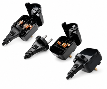 Stromadapter CEE 7/17 auf UK,verschraubt 5A B CEE 7/17 Buchse/GBR 5A Typ G Stecker, schwarz