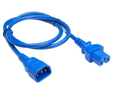 DINIC Warmgerätekabel C14 auf C15, VDE, 1mm², Verlängerung, blau, 1m
