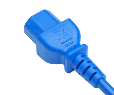 DINIC Warmgerätekabel C14 auf C15, VDE, 1mm², Verlängerung, blau, 1m