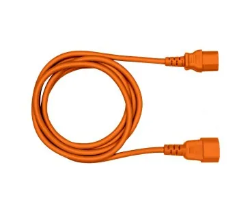 DINIC Warmgerätekabel C14 auf C15, 1mm², VDE, orange, IEC 60320-C14/C15, Verlängerung, 2,00m, orange