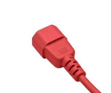 DINIC Kaltgerätekabel C13 auf C14, 0,75mm², Verlängerung, VDE, rot, Länge 1,00m