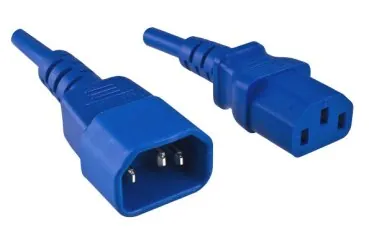 DINIC Kaltgerätekabel C13 auf C14, 1mm², Verlängerung, VDE, blau, Länge 3,00m