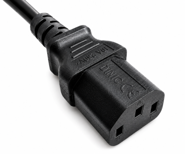 DINIC Kaltgerätekabel halogenfrei, 1mm², VDE, LSZH, C13/C14, Verlängerung, schwarz