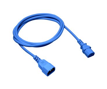 DINIC Kaltgerätekabel C13 auf C14, 0,75mm², Verlängerung, VDE, blau, Länge 1,80m
