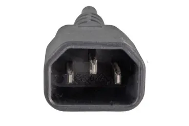 DINIC Kaltgeräte-Verlängerung C13 90° unten gewinkelt auf C14, kurz, schwarz, 30cm