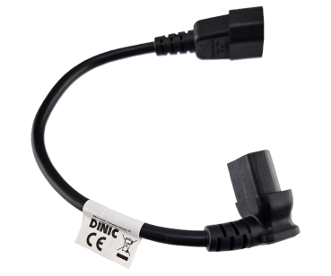 DINIC Kaltgeräte-Verlängerung C13 90° unten gewinkelt auf C14, kurz, schwarz, 30cm