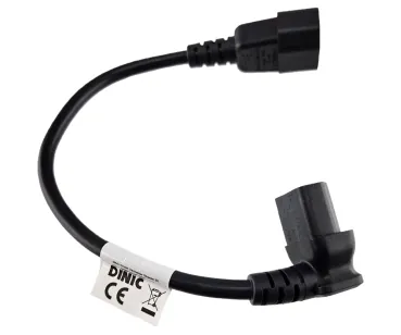 DINIC Kaltgeräte-Verlängerung C13 90° unten gewinkelt auf C14, kurz, schwarz, 30cm