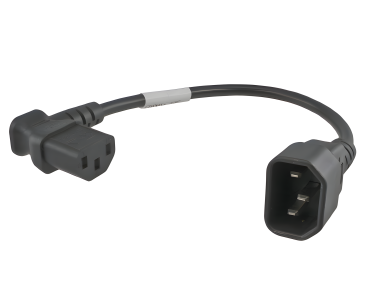 DINIC Kaltgeräte-Verlängerung C13 90° rechts gewinkelt auf C14, schwarz, 30cm